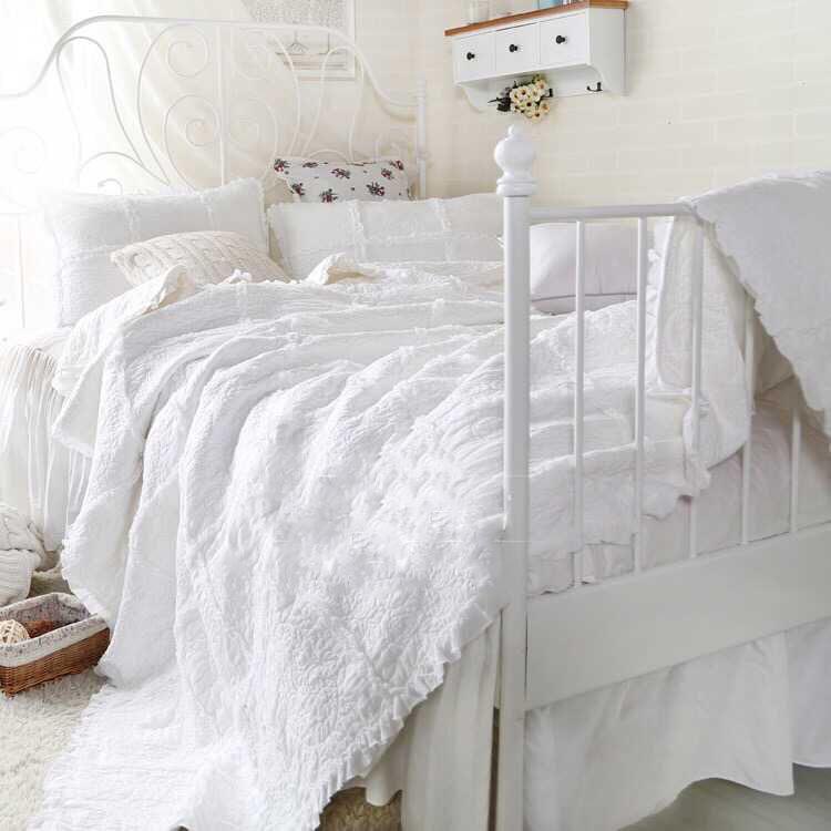 Korean Style Handmade Embroidered Quilt Set - 3 Piece Pure Cotton Bedding 230*250cm Three-Piece Set