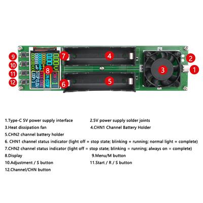 18650 Lithium Batterie Kapazitätstester Modul MAh MWh Digitaler Batterie Leistungsdetektor Modul 18650 Batterietester Typ-C