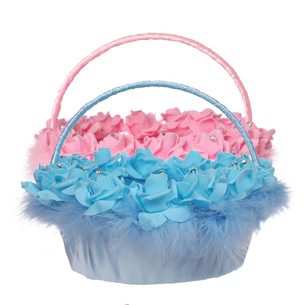 Panier en osier pour fleurs, bonbons joyeux, mariage, paniers roses délicats pour fleurs de mariée