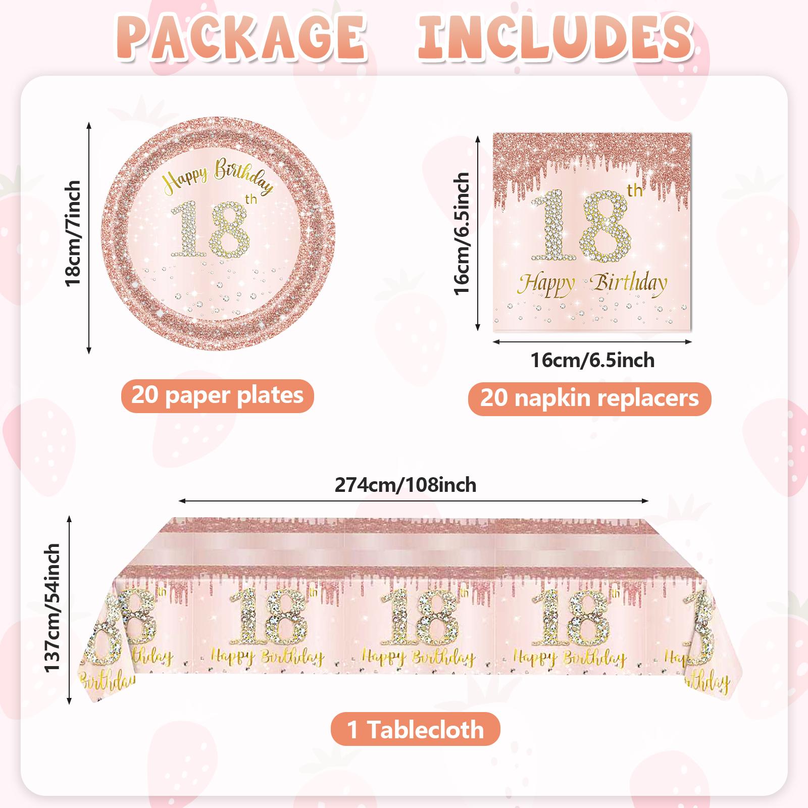 41 Pcs 13Th/16Th/18Th Birthday Decorations Rose Gold Theme Party Table Setting ( 18Th Birthday) 1
