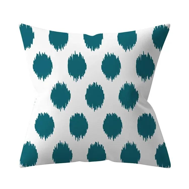 Teal Blue Cushion Cover Decorative Sofa Cushions Polyester Geometric Pillow Covers 45x45 Throw Pillows Single Side Pillowcases