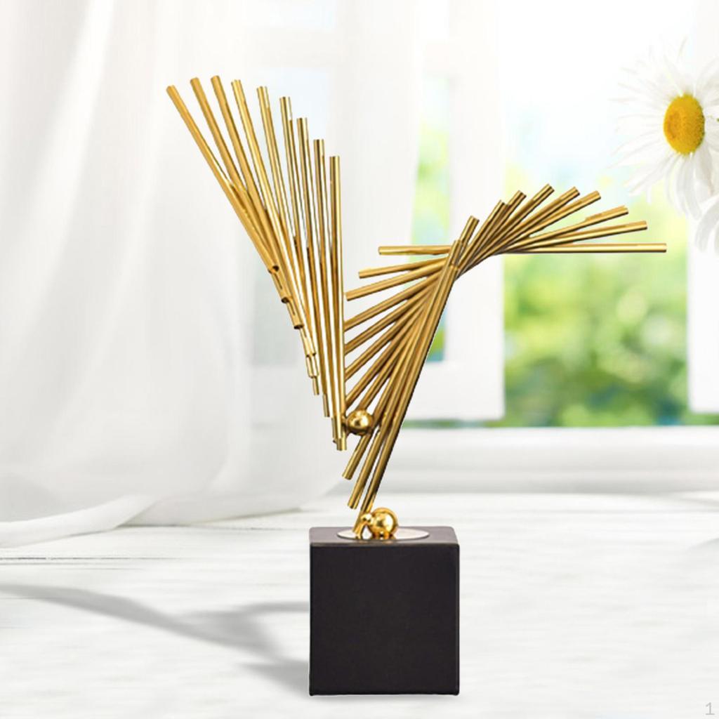 Geometric Figurines Home Decoration Novelty Feng Shui Golden Statue Ornaments for Desk Bookshelf