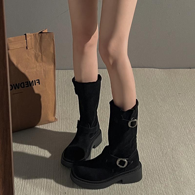 Thick-soled Heightening Western Cowboy Boots Women's Summer New Boots Retro Slim Pile Boots
