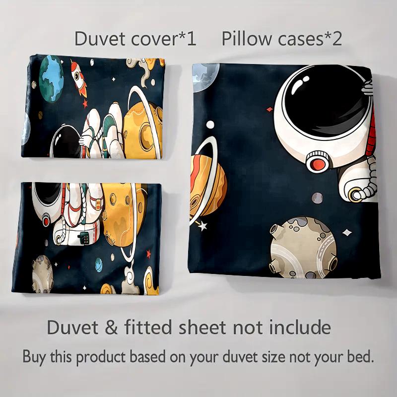 Astronaut space illustration Bedding Duvet cover sets Duvet covers Pillowcases gifts (1 * Duvet Cover 2 * Pillowcases, without duvet insert)