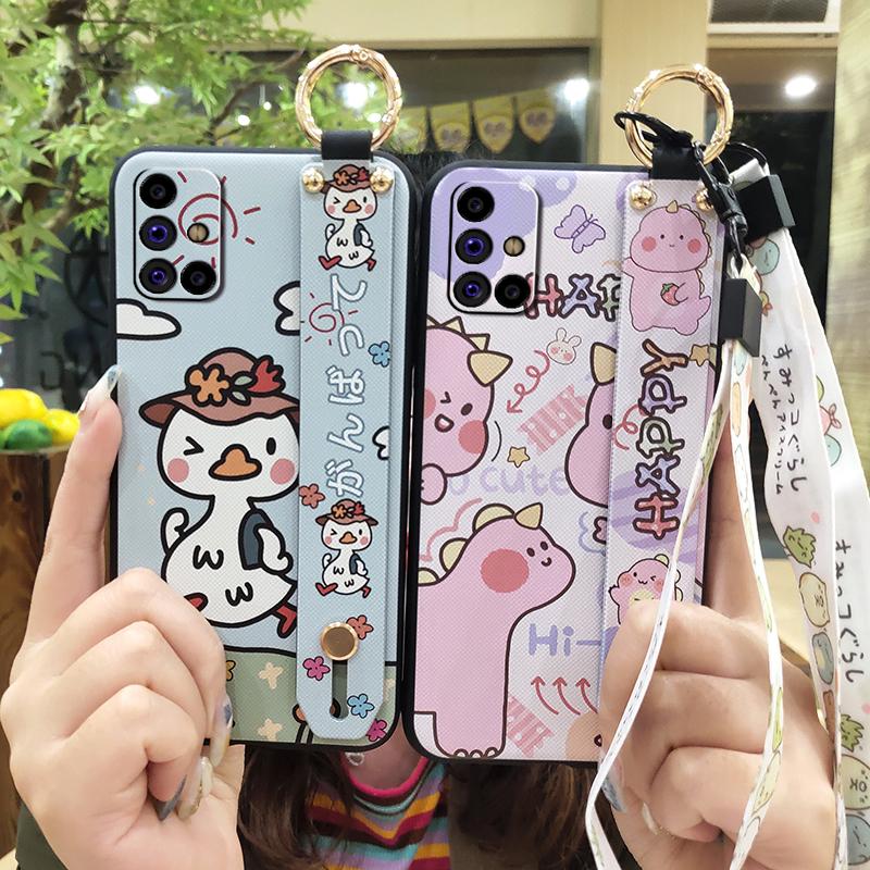 Silicone Wrist Strap Phone Case For Samsung Galaxy M31S/SM-M317F/M315F Back Cover Lanyard Durable Soft Case Protective