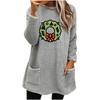 Women's Christmas Wreath Print Long Sleeve Plush Pocket Hoodie