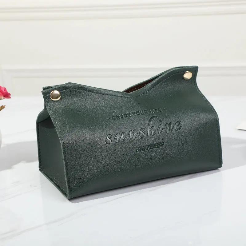 New Living Room Dining Room Tissue Box Environmentally Friendly Leather Multi-purpose Solid Color Creative Napkin Storage Box