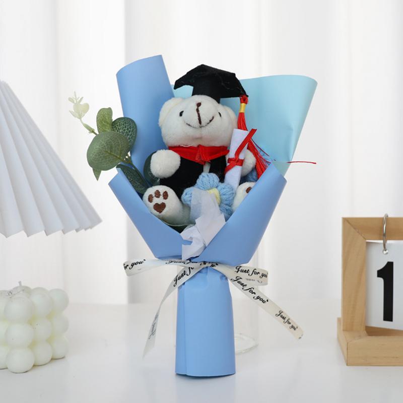 Bear Bouquet Plush Bouquet Handmade Creative Crochet Flowers Woven Plush Bouquet Long-Lasting Flower Arrangement For Graduates