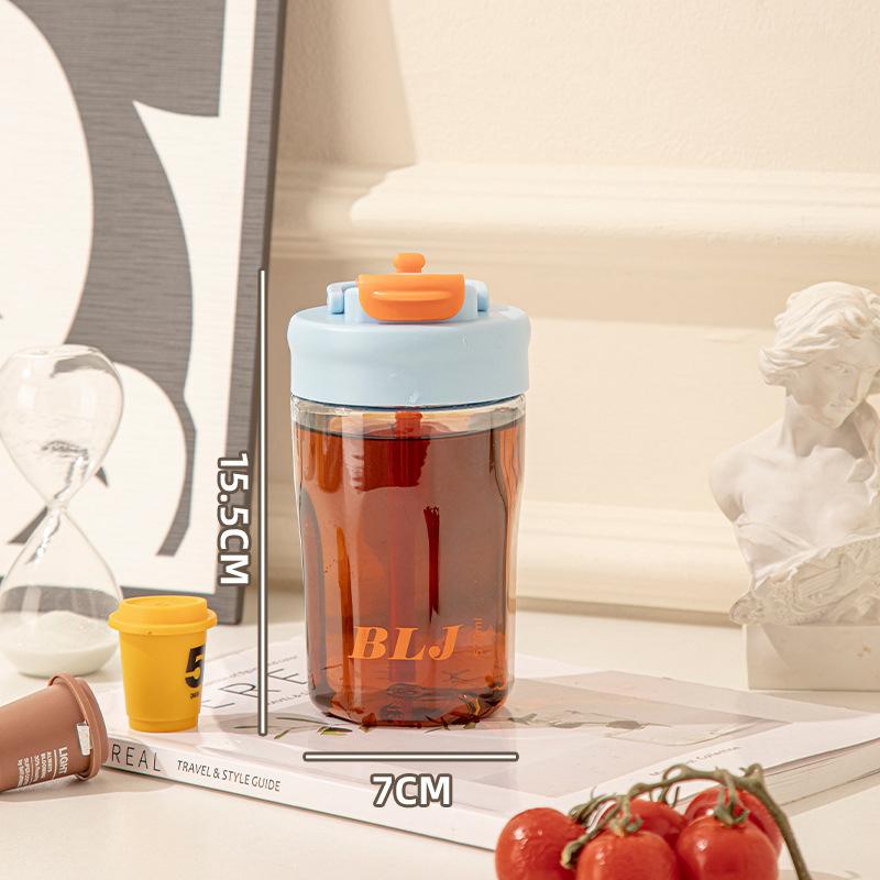 

500/700 мл Портативная бутылка-шейкер Большой емкости Кофейный двойной пластиковый стакан с соломинкой Устойчивый к высоким температурам Стакан для колы 570ml синий