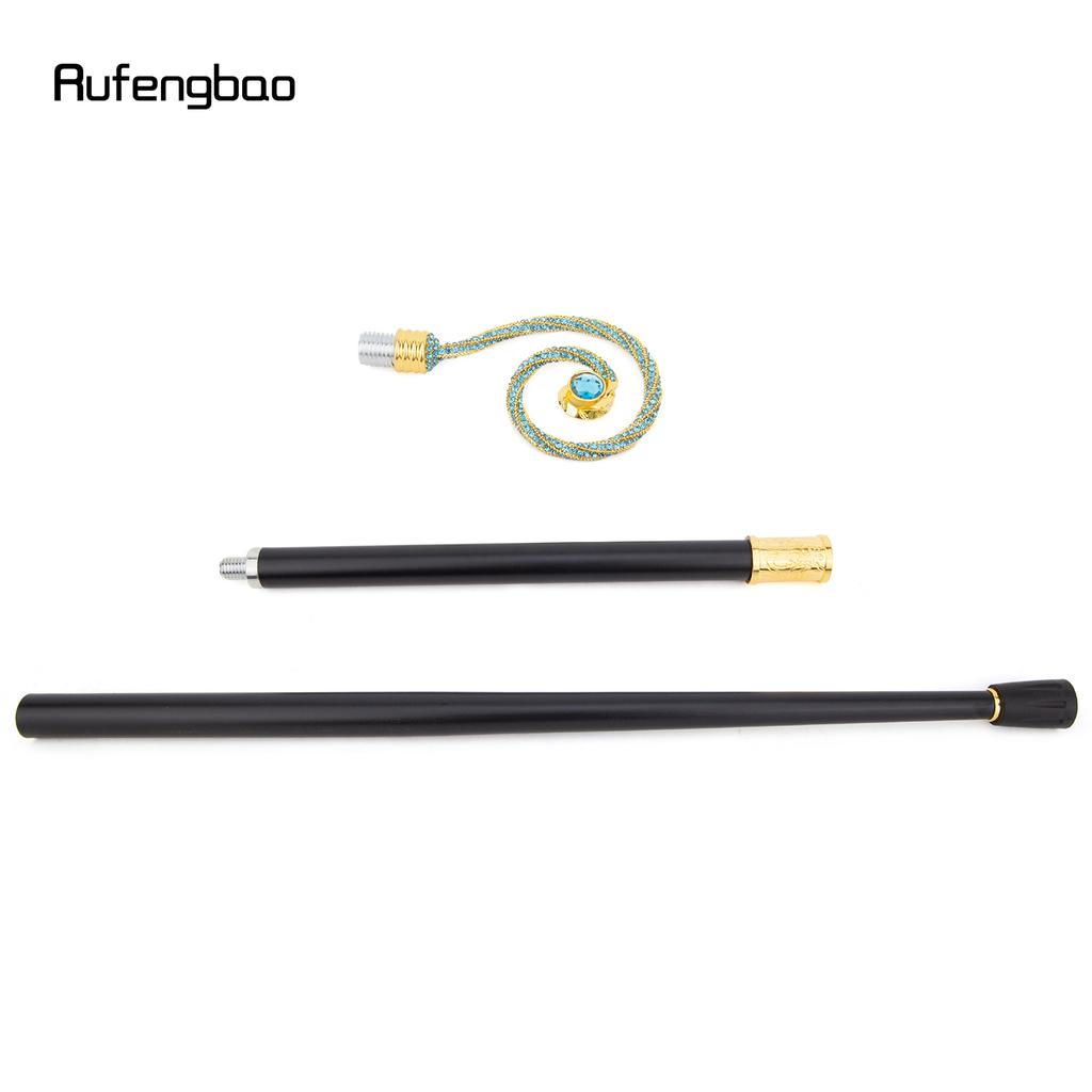 Golden Blue Hanger Blue Diamond Fashion Stick Decorative Cane Elegant Fashion Cane Cosplay Alloy Crosier Vintage Stick 90cm