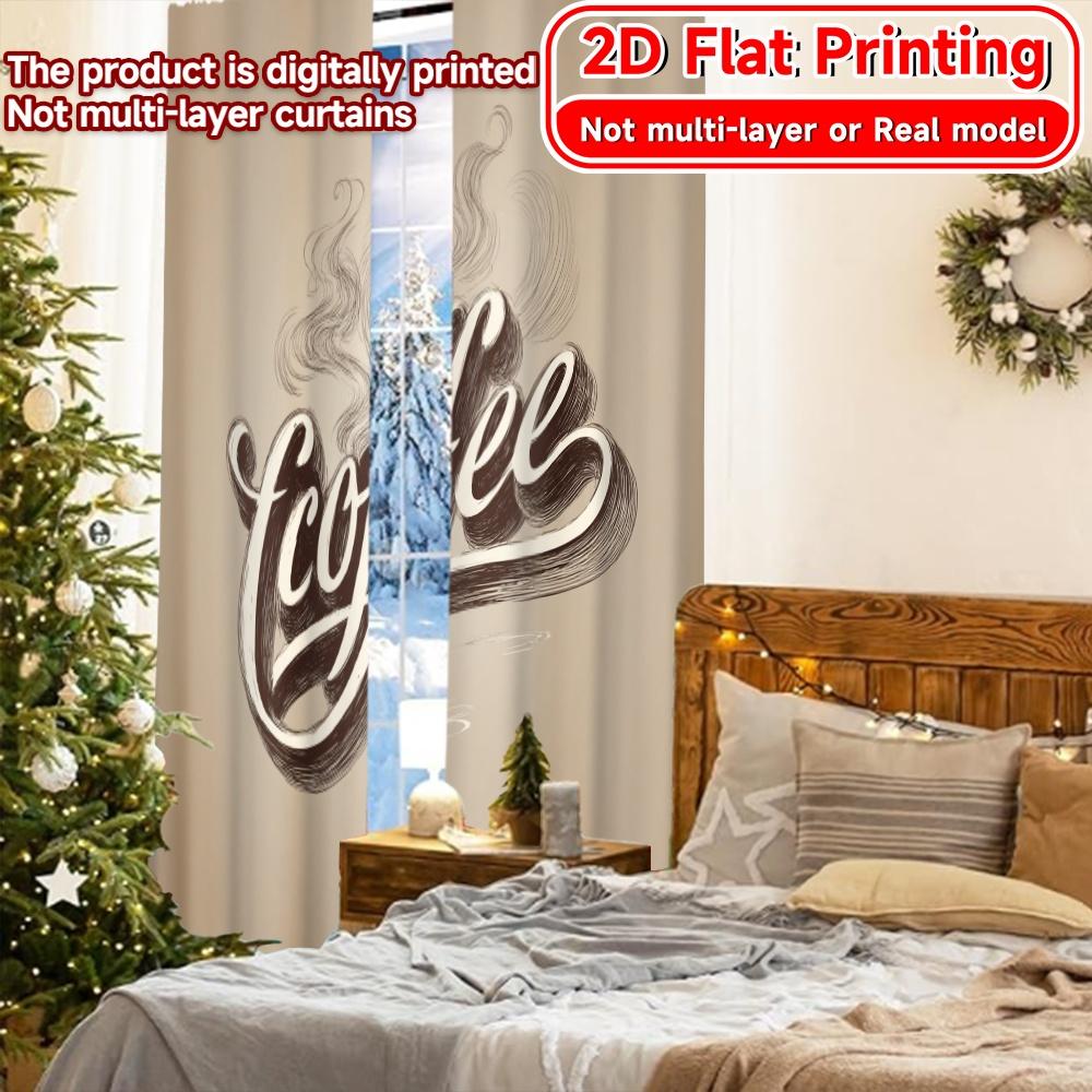 Flat Printing Coffeewhirl Curtain Fabric Versatile Curtains Gifts Bedroom Living Room Study Set Of 2 Modern Made Polyester Washable Ready