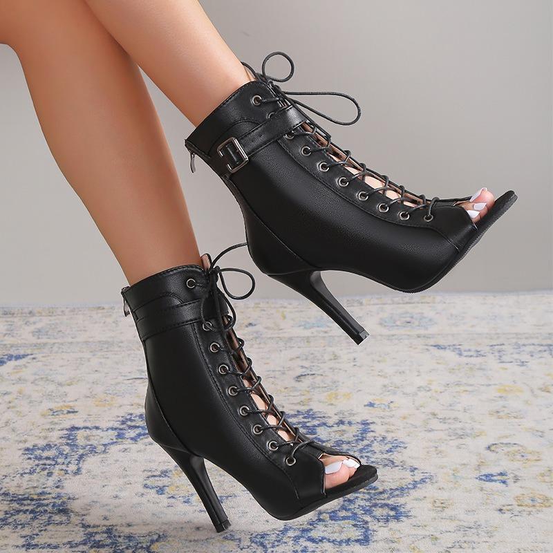 Fashion Women High Heels High Quality Latin Dance Shoes Fashion Party Jazz Dance Shoes Sexy Heeled Sandal Lace-up High Heels Ankle Boots