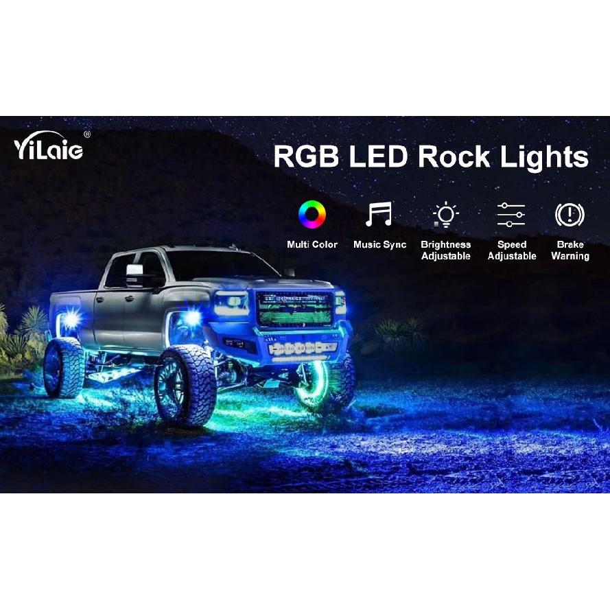 RGB LED Rock Lights 4/6/8/10/12/14 pods APP Control Music Neon Car Underglow Chassis Light for Offroad Truck SUV Rock Lights