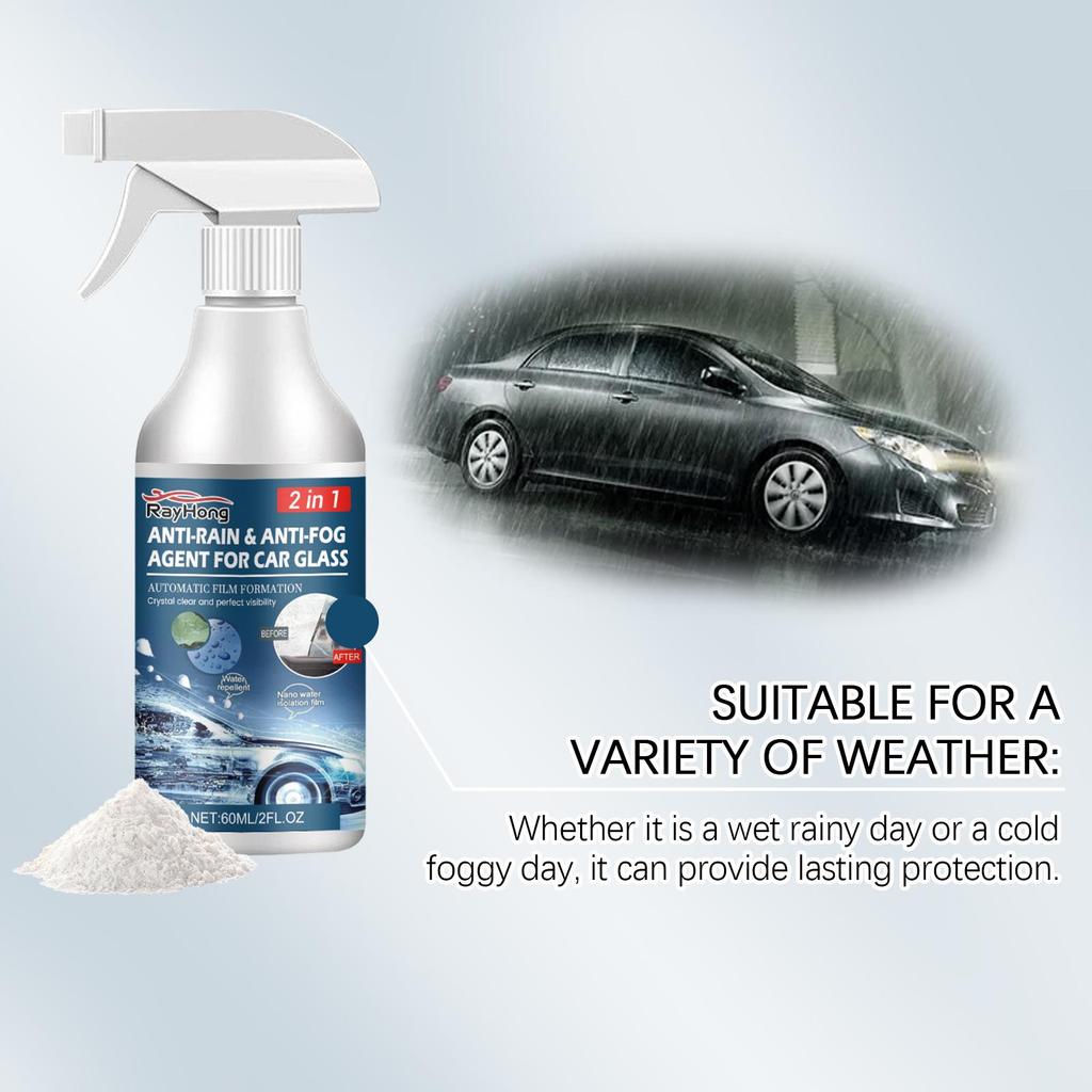 Rayhong automobile glass anti-fog and rainproof agent, windshield cleaning, defogging, waterproof spray, glass coating care agent 60ml