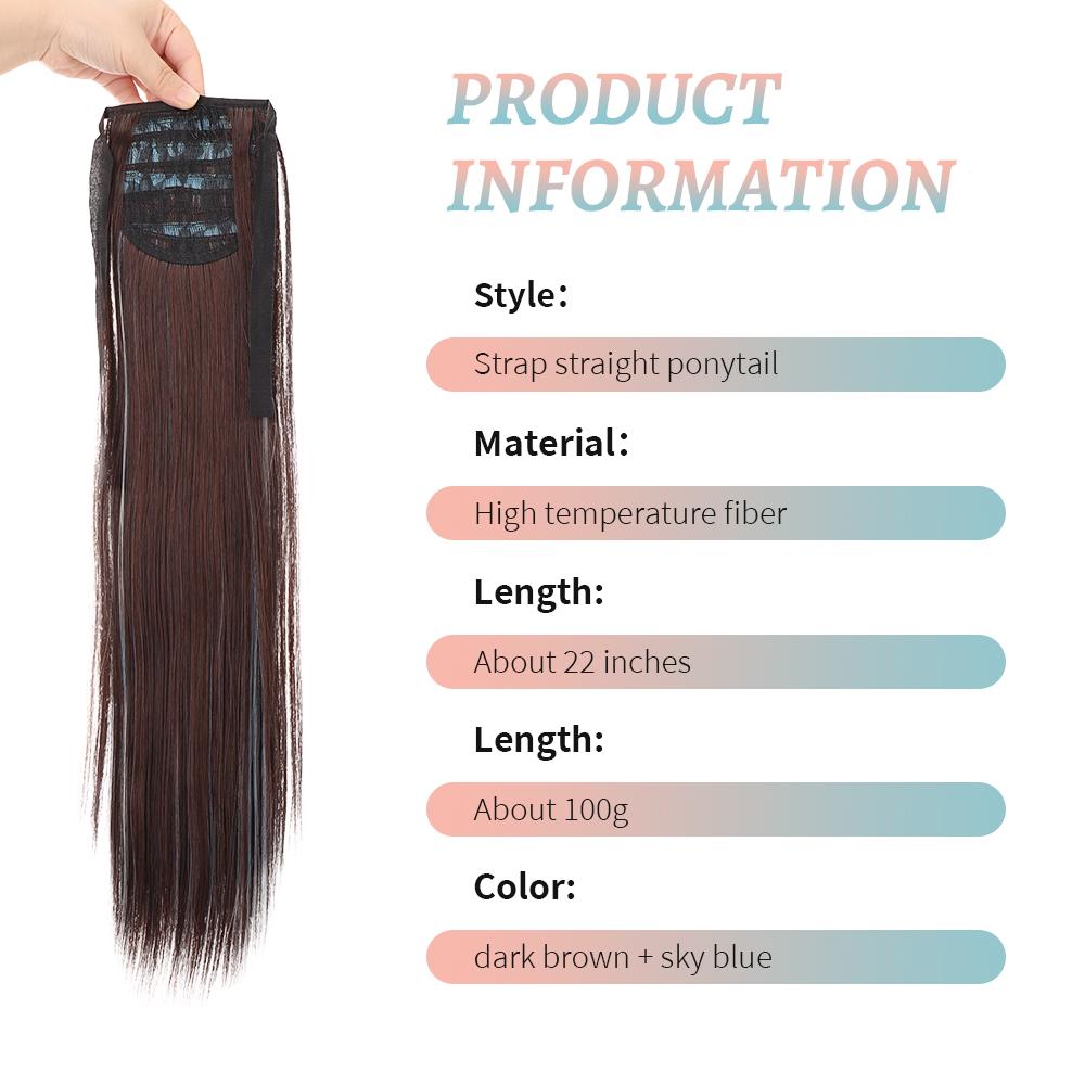 Syntetisk hästsvans highlight peruk kvinnlig rem rakt hår COS rak hästsvans förlängd naturlig peruk