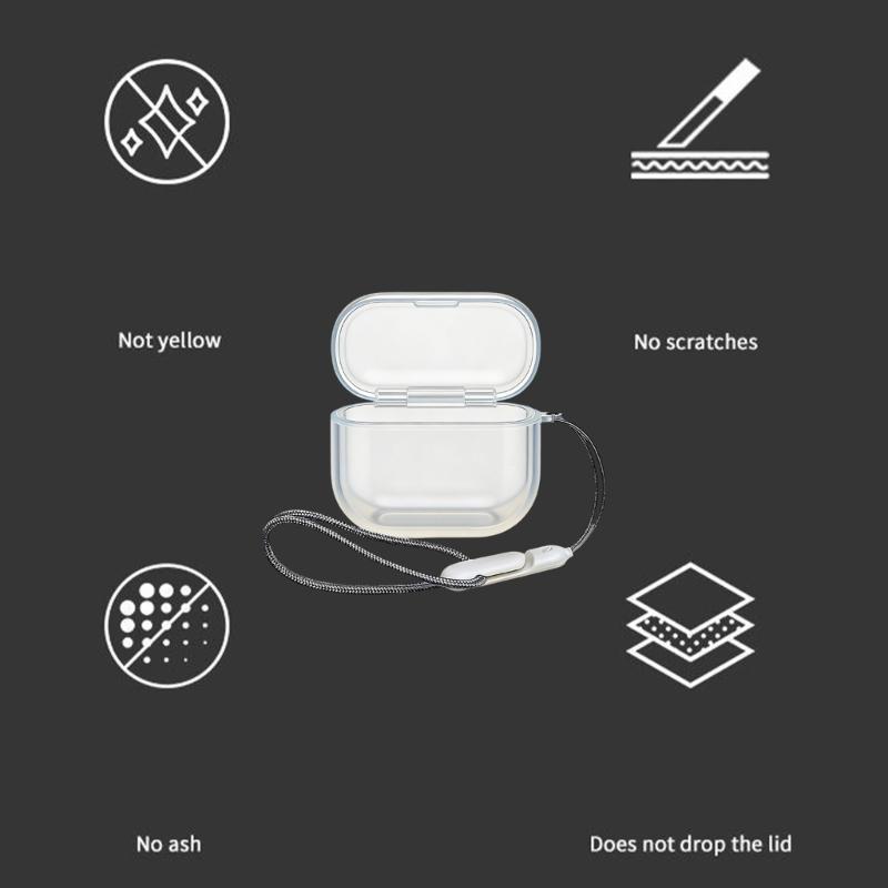 Clear Soft TPU Cover For FreeClip 2 Wireless Headphones Case Shockproof Shell Durability Case With Carry Lanyard
