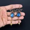 Blue Topaz Earrings, 999 Copper Wire Wrapped Earrings, Handmade Gemstone Jewelry Earrings For Memorial Day