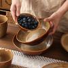 Retro Bowl Set, Special-shaped Large, Medium and Small Bowls, Kiln-changed Ceramic Tableware Creative Hotel Steak Plate