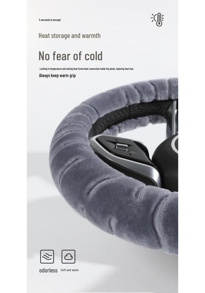 Winter Velvet Steering Wheel Cover - Plush, Warm, Universal Fit