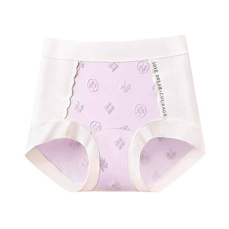 Female Spring and Autumn New Pure Cotton 10A Antibacterial Breathable Non Trace High Waist Briefs