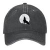 Wolf Howling At Moon Baseball Cap Vintage Washed Adjustable Curved Brim Dad Hat Outdoor
