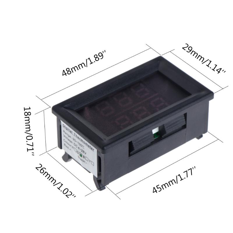 DC 4-28V Precision Dual Display Digital Termometer NTC Vattentät metallsond