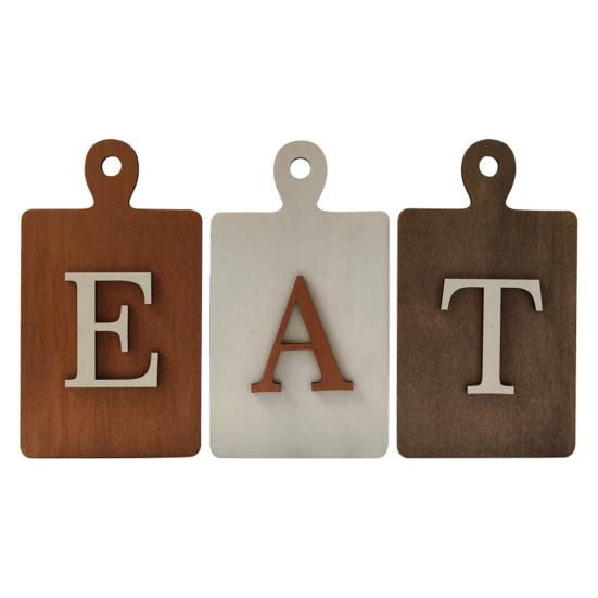 

Деревянный набор знаков «Ешь» Разделочная доска Кухонный декор Знак Рустикальная стена