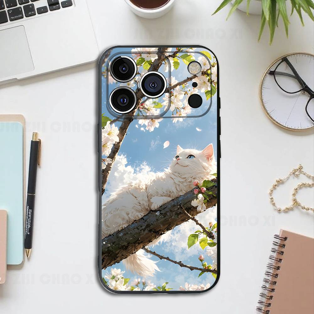 

Flowers Cats Silicone Phone Case For IPhone 17 16 15 14 13 12 11 X XS Plus Pro Max Shockproof Soft Cover iPhone17promax