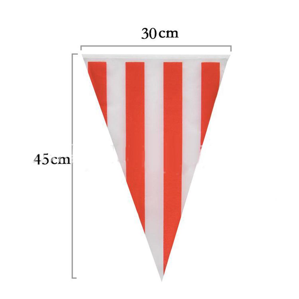 10/30M Carnival Themed Party Pennant Banner Plastic Red White Striped Triangle Bunting For Circus Birthday Party Home Decor