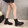 Autumn Winter Fleece Lined Women Ankle Boots Concise Thick Heel Dress Shoes Street Style Banquet Party Short Botas Mujer