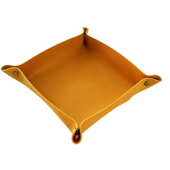 Elegantní skládací úložné tácy, protiskluzový organizér z umělé kůže, odolný proti poškrábání, bronzující na stůl