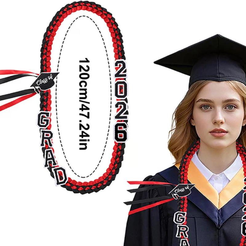 Graduation Leis Class Of 2026 Grad Handmade Ribbon Lei Ribbon Necklace With Grad Letters