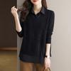 Korean Fake Two-piece Shirt Knitted Women's Spring Autumn Fashion Loose Sweater Bottoming Shirt Female Knitwear Tops
