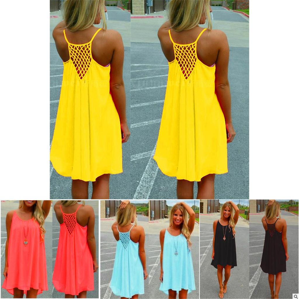 Women's Elegant Summer Beach Wear Bikini Cover Up Boho Swimwear Swing Sun Dress