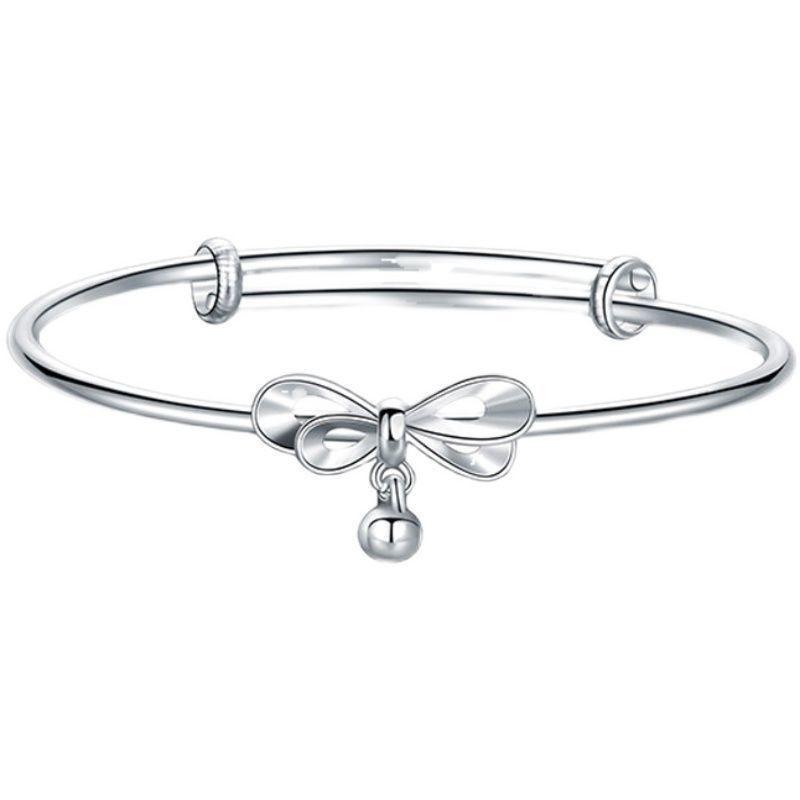 925 Sterling Silver Stylish Sweet Bow Bracelet Birthday Party Anniversary Gift серебряный
