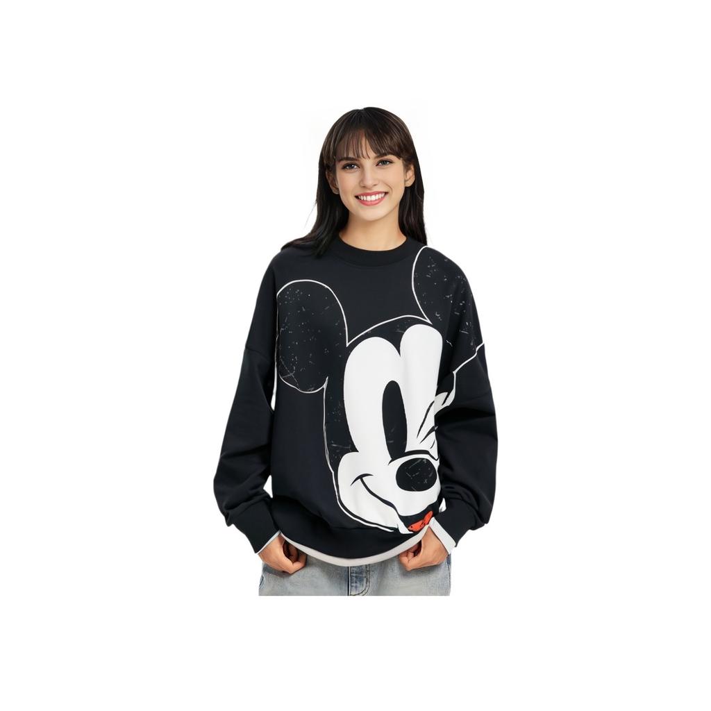 Li-Ning X Disney Co-Branded Oversized Pullover Sweatshirt Women Sweatshirt Black AWDQC28-2