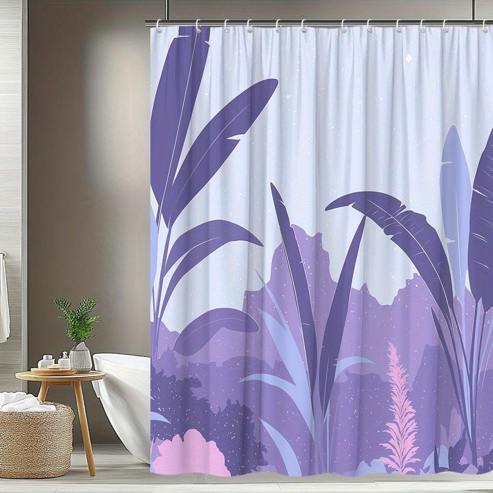 1pc Botanical Pattern Shower Curtain Natural Scenery Tropical Leaves Theme Design Bathroom Decoration Polyester Fabric Contains