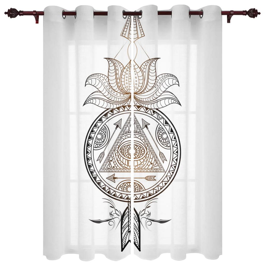 Dream Catcher Watercolor Feather Pattern Modern Window Curtains for Living Room Bedroom Curtain Blinds Drapes Door Curtains