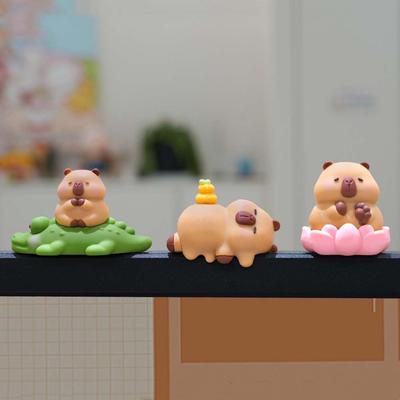 Cute Animal Computer Monitor Decor Navigator Screen Office Ornament Capybara Screen Figurine Decoration Kawaii