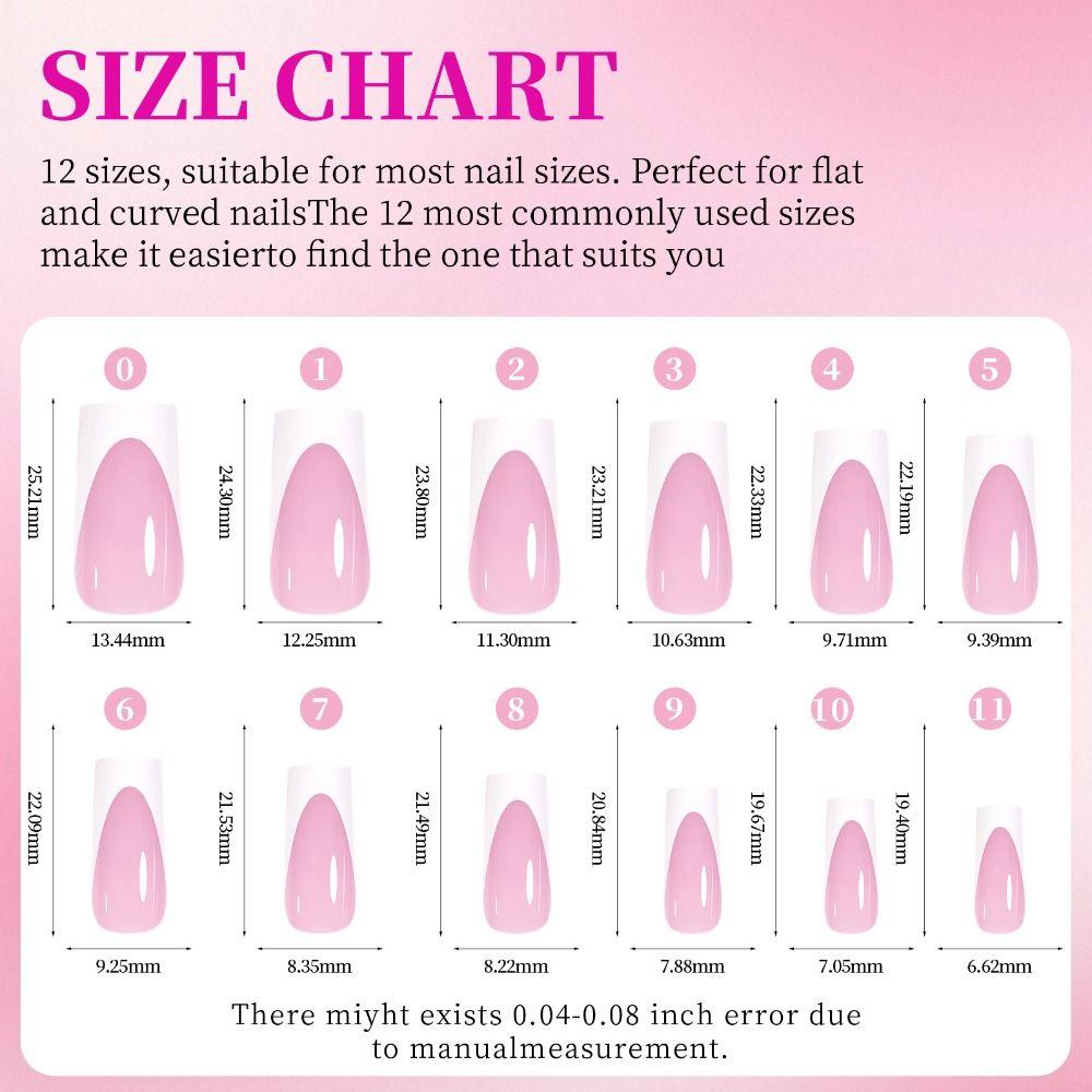 Kit d'Ongles Français Faux et d'Ongles d'Orteil Classique Embouts d'Ongles Amovibles à Presser DIY