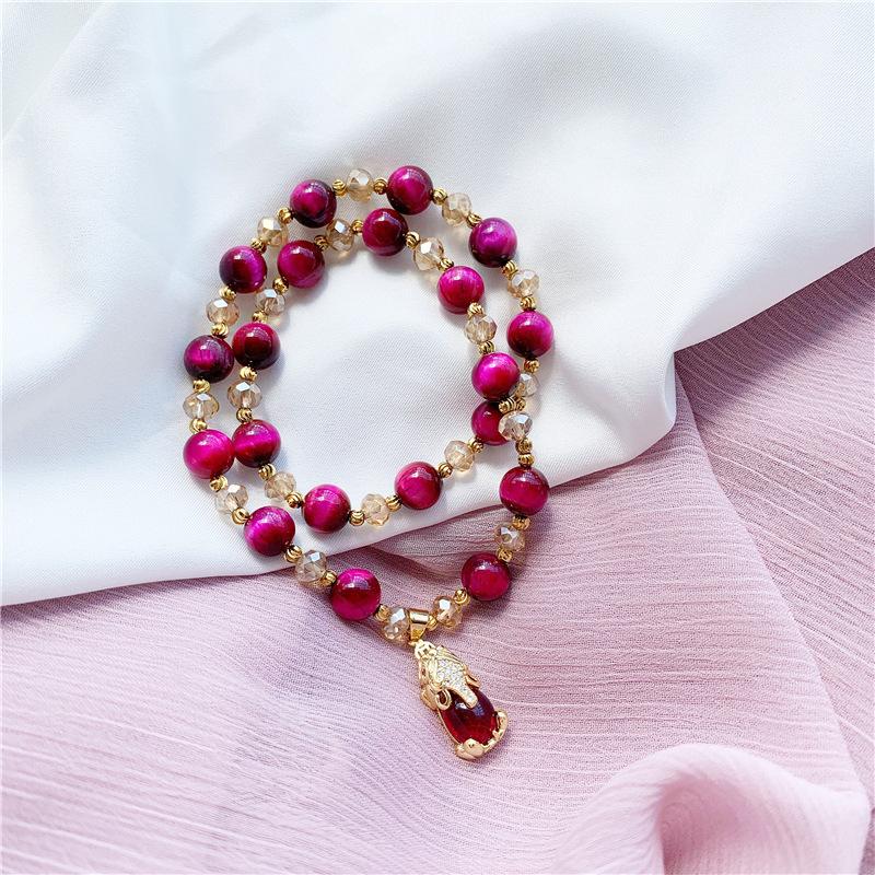 

Двухслойный браслет из камня тигровый глаз для женщин, подвеска из бисера, ювелирные изделия, подарки