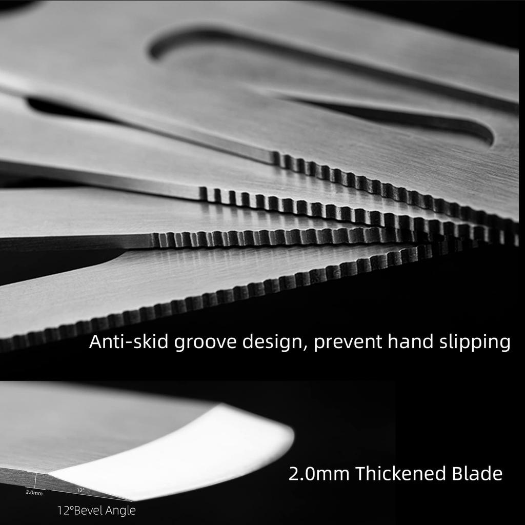 WUTA Leather Craft Oblique Leather Blade DIY Craft Tool Oblique Knife, Knife, Width Approx. 35mm, (Right + Straight)