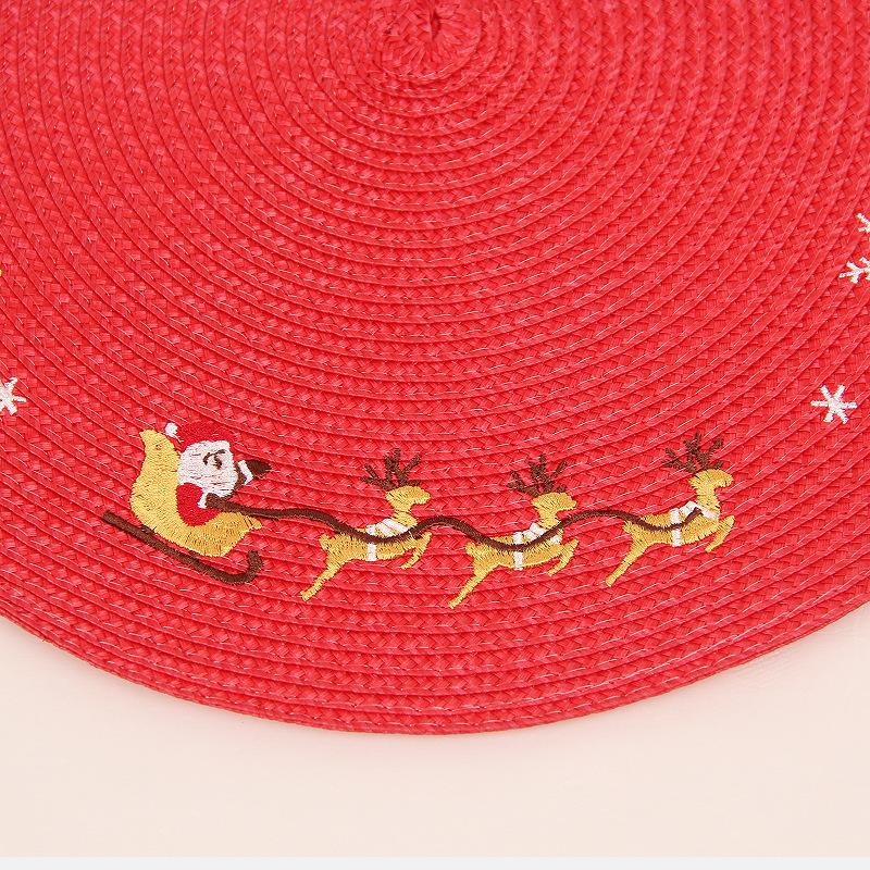 Christmas Decorat, European Minimalist, Woven Decorative Mat, Circular Insulation Mat, Table Mat, Home Living Room Hotel Dining Mat, Western Food Mat