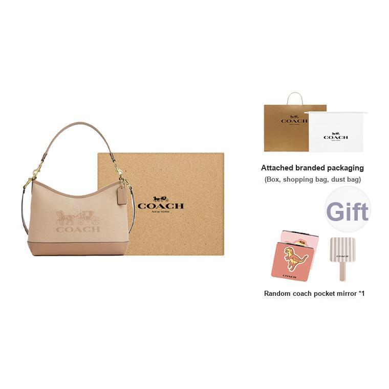 Coach Laurel 31 Horse And Carriage Pattern PVC Shoulder Bag Large Women Shoulder Bag Light-Yellow CAK91-IMLG6