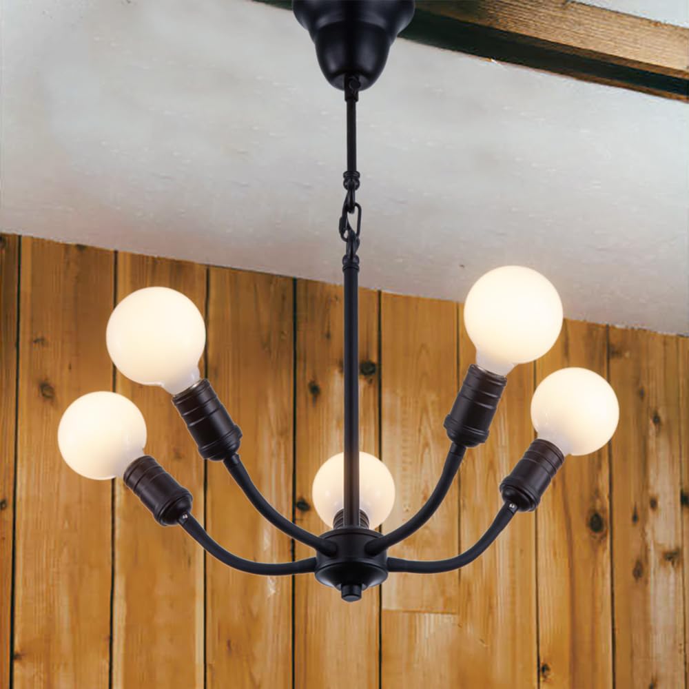 Stylish 5-Light LED Pendant Light with Moving Arms, Perfect for Dining Rooms, Living Rooms, and Bedrooms (6-8 Tatami Mats). Bulbs Sold Separately.