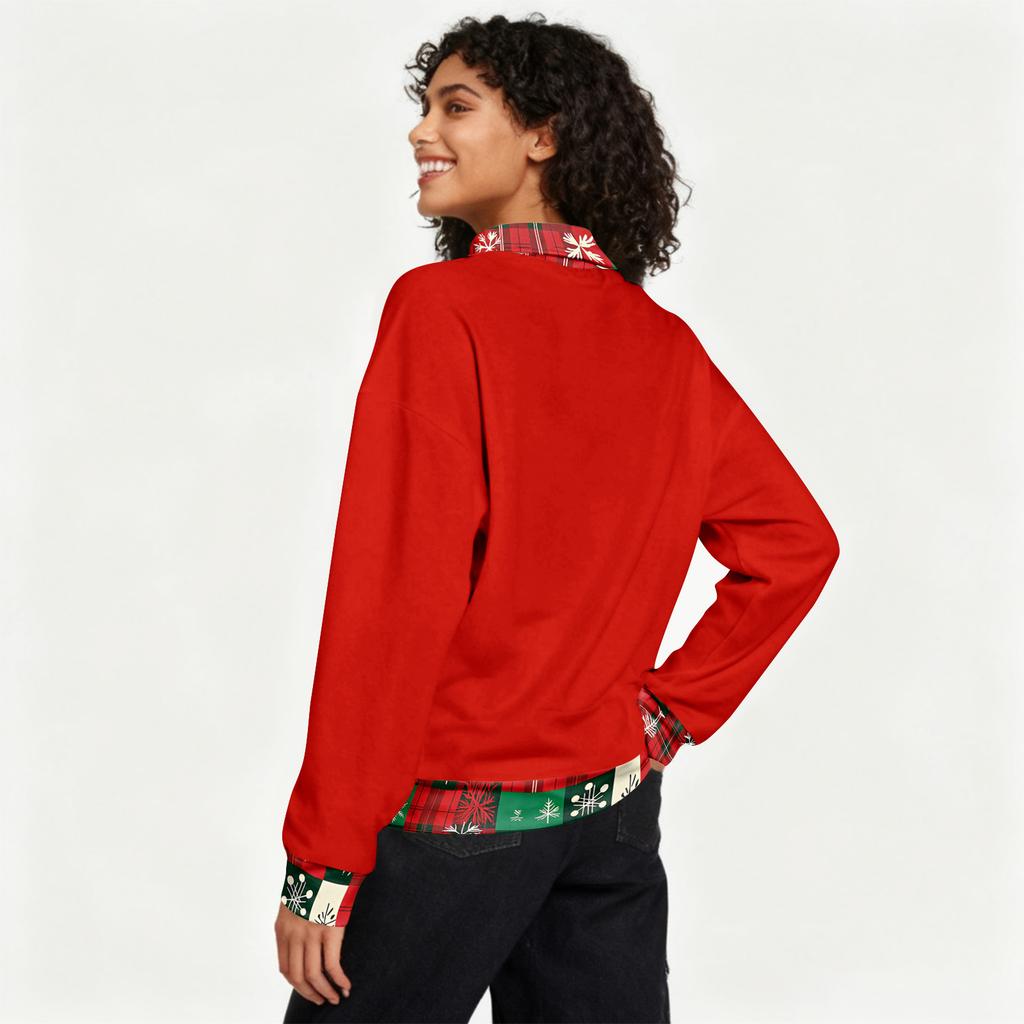 Women's Fashion Christmas Printed Long-Sleeve Pullover Top