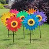 Outdoor Wind Spinner Plastic Sunflower Wind Spinner with Stake 360 Degree Rotating Windmill Yard Wind Sculpture for Home