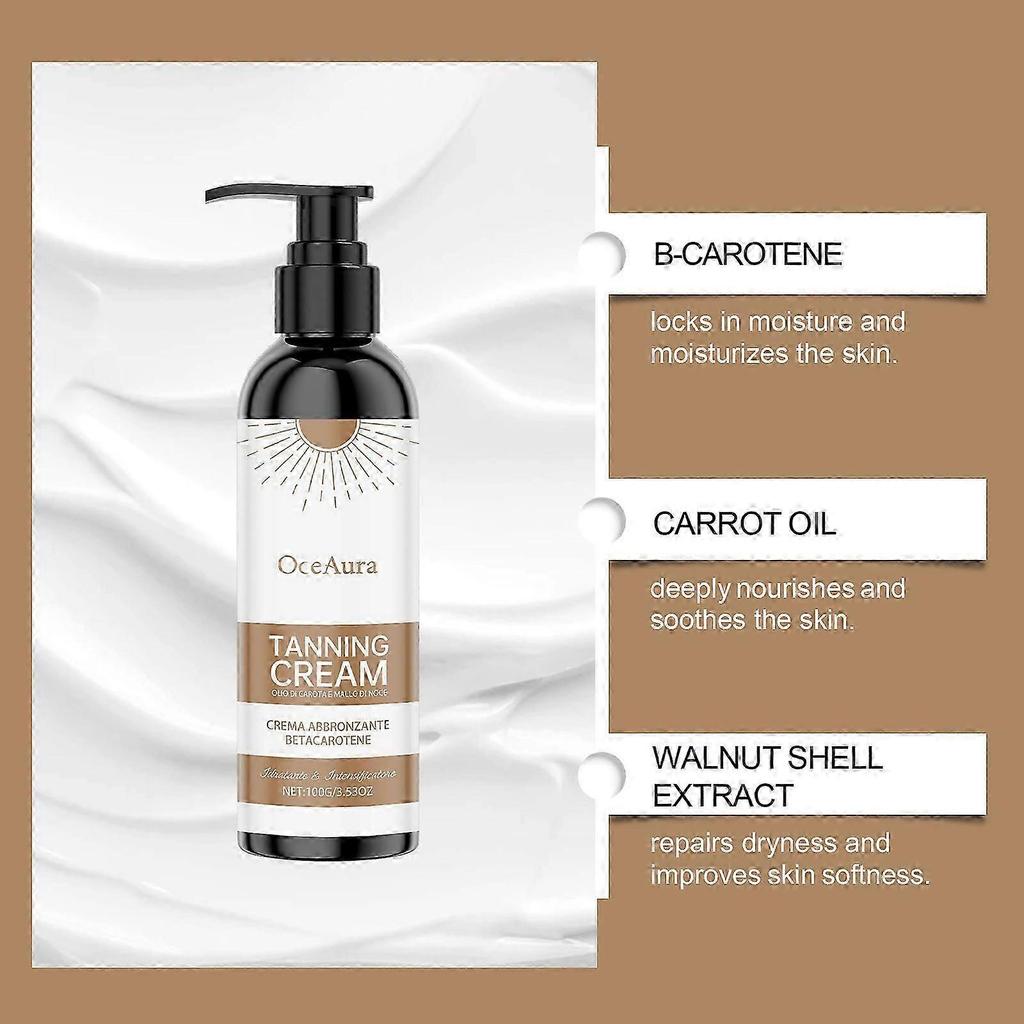 Tanning Cream, Tanning Accelerator Cream Based on Beta-carotene, Strong Tanning Lotion for Sunbed & Outdoor Sun, Moisturizing & Refreshing