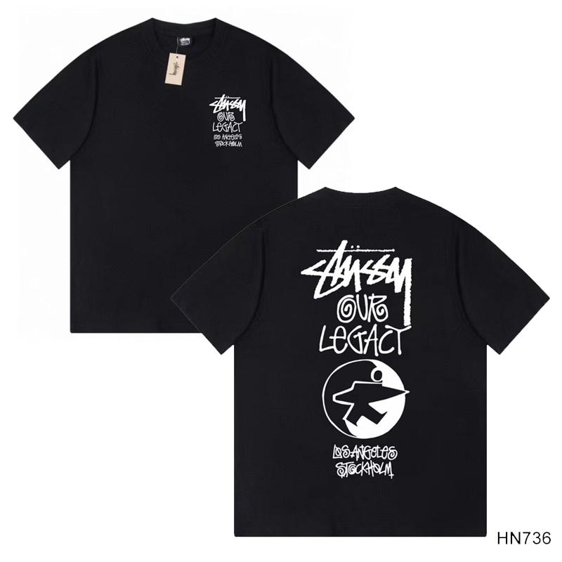 Stussy 2025 Sommer Neues Hochwertiges Rundhals-T-Shirt aus Baumwolle für Männer und Frauen Klassisches Logo mit neuem Musterdruck Paar-T-Shirt