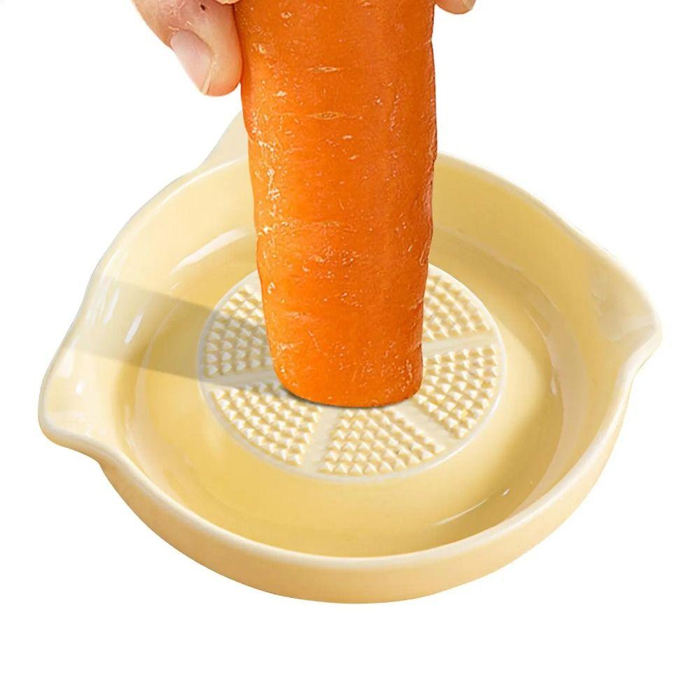 Manual Garlic Shredding Plate Round Porcelain Carrot Grinding Dish Ginger Garlic Paste